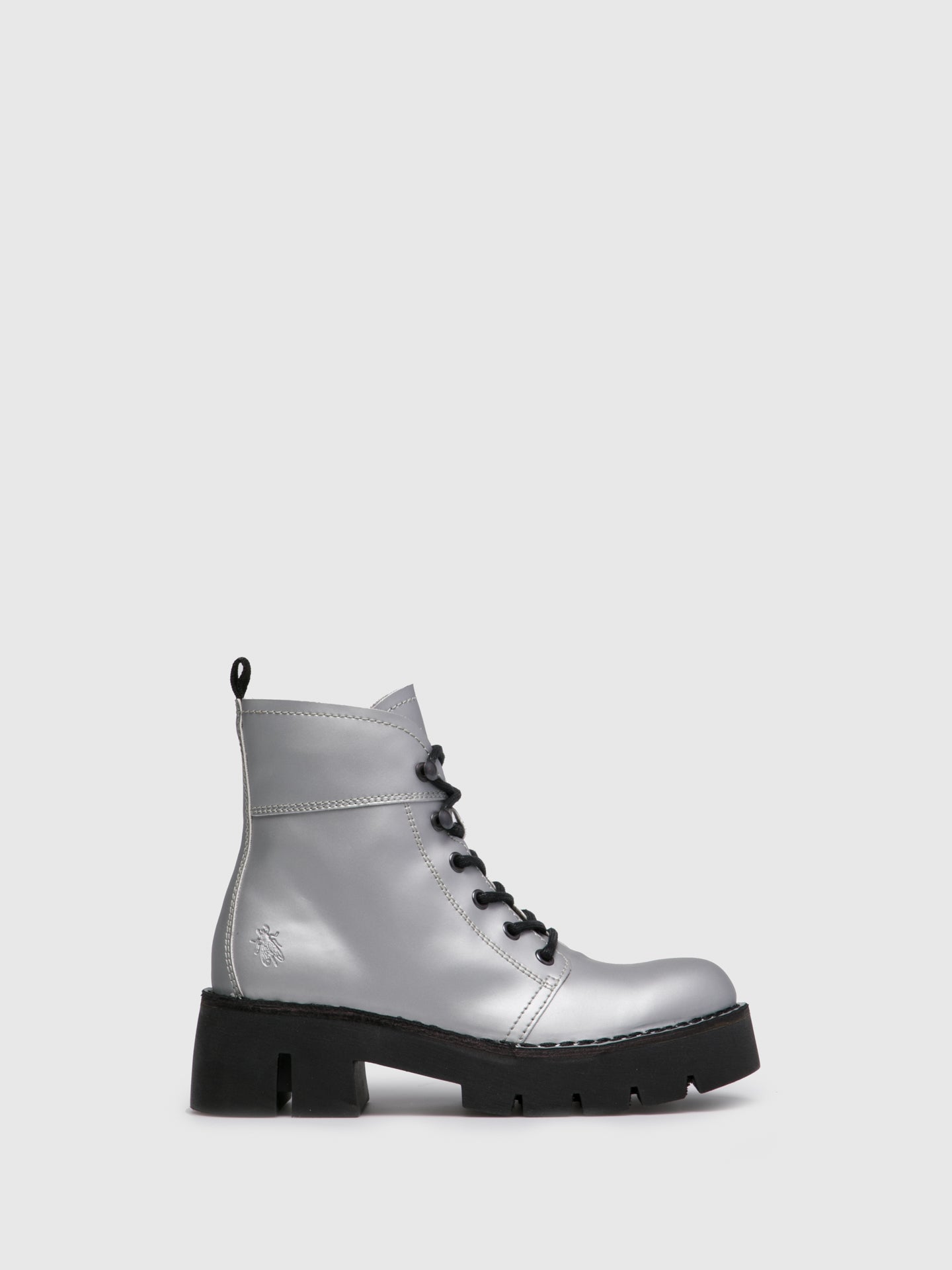 Fly London Silver Lace-up Ankle Boots
